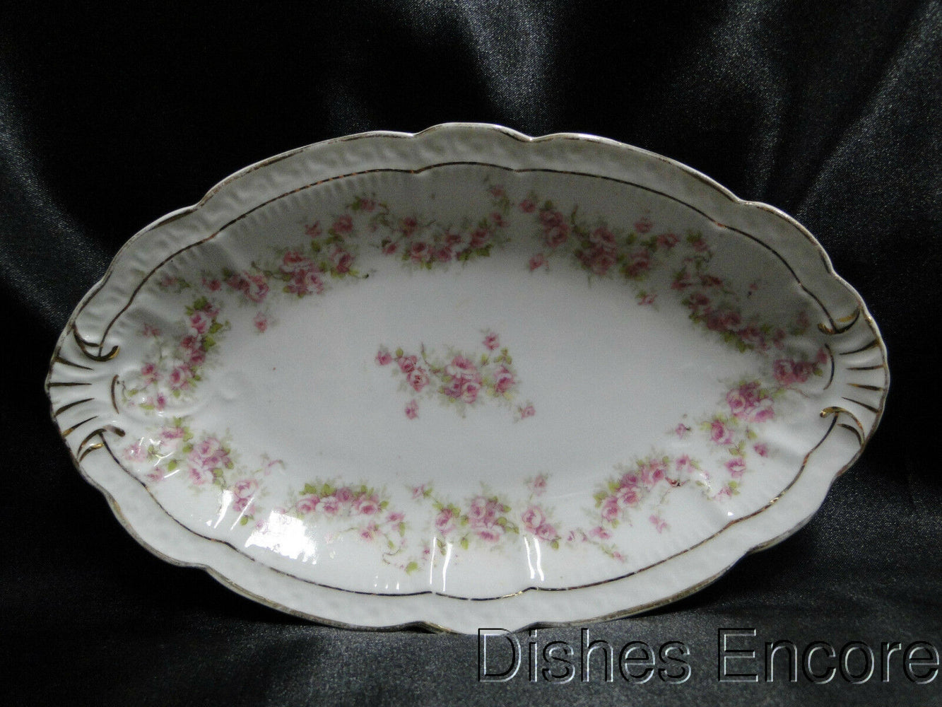 Zeh, Scherzer & Co 508, Pink Rose Garland: Oval Relish, 9" x 5 1/2"