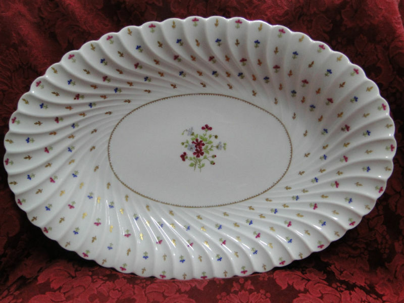 Haviland (Limoges) Lutetia, Blue & Pink Swirled: Oval Serving Platter, 14"