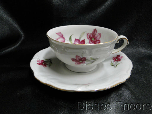 Winterling 84: Embossed Scrolls, Pink Flowers: Cup & Saucer Set (s), 2 1/8"