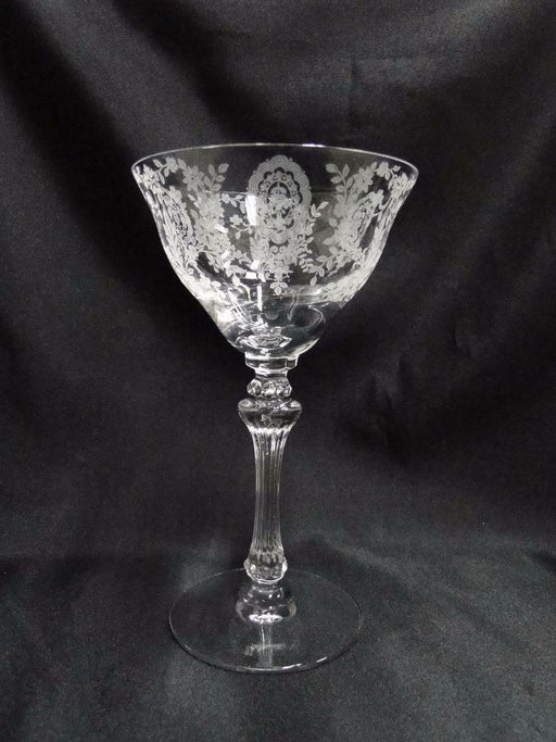 Tiffin Love Lace, 17358, Clear, Etched, June Night: Claret Wine, 6 5/8", As Is