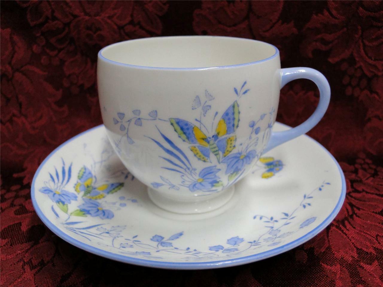 Heathcote Butterflies, Blue, Yellow: Cup & Saucer Set (s)