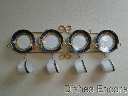 Bard's Horizontal Gold Metal Display Rack for Four Cup & Saucer Sets, 26"