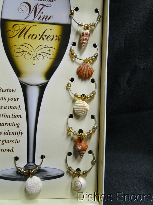 Boston Warehouse Seashell Wine Charms: Set of 6, New w/ Box