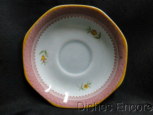 Adams Lowestoft, Celadon, Pink Border: 5 5/8" Saucer Only, Crazing