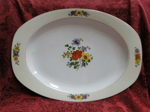 Thun Thu71 Floral Rim & Center, Cream Band: Oval Serving Platter, 15 7/8"