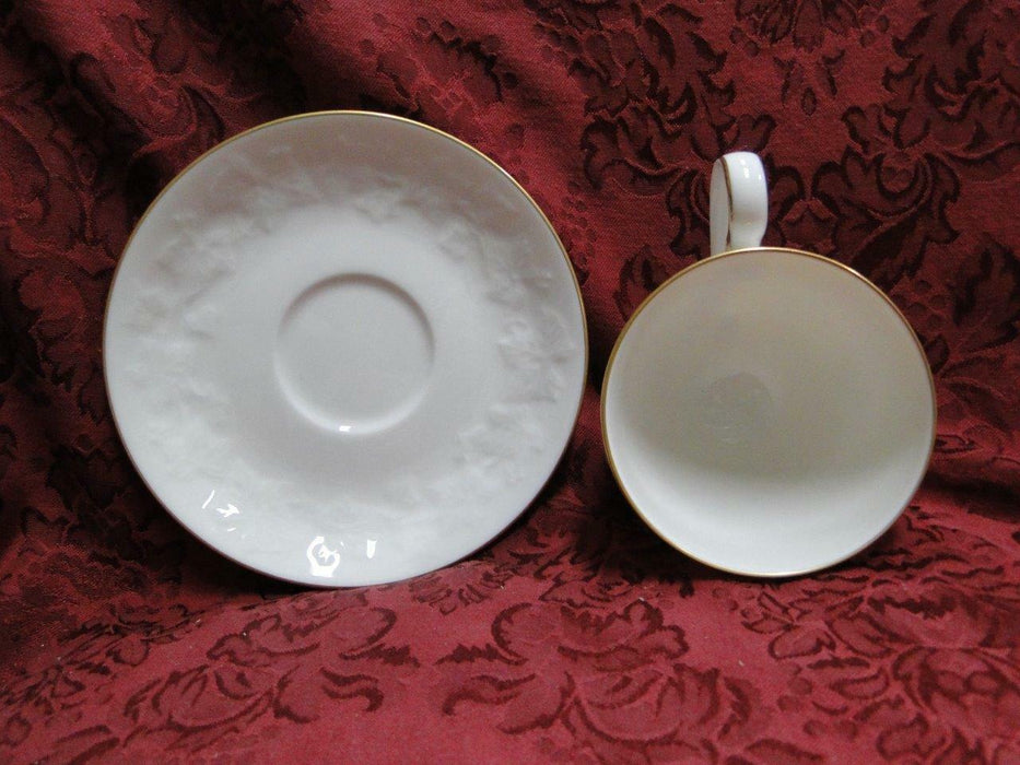 Noritake Halls of Ivy, 7341, Ivory w/ Raised Leaves: Cup & Saucer Set, 2 7/8"