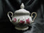 Winterling 84: Embossed Scrolls, Pink Flowers: Sugar Bowl & Lid, 5 1/4" Tall