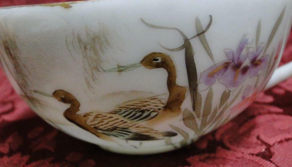 Japanese Handpainted, Birds & Iris: Cup & Saucer Set (s), 2" Tall
