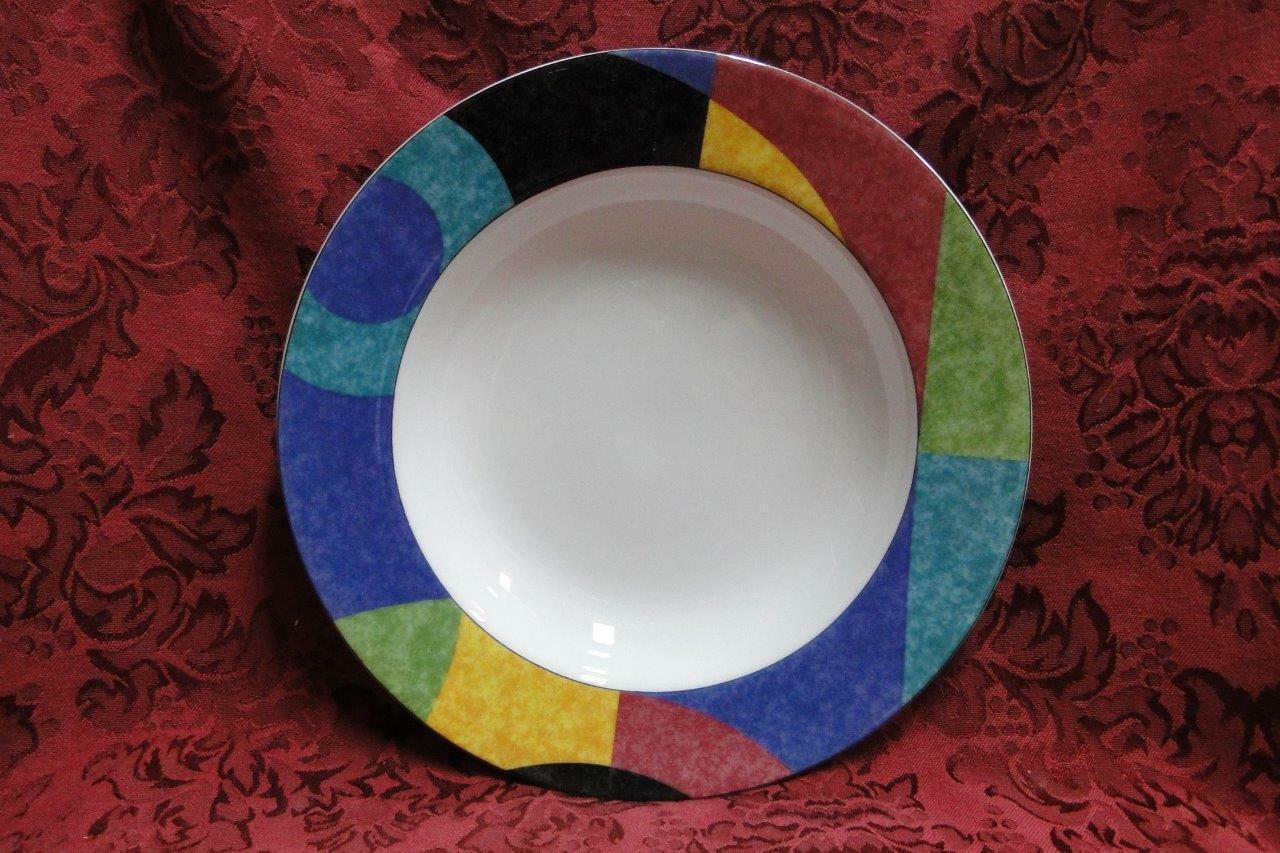 Mikasa Currents, Multicolor Geometric Rim: Rim Soup Bowl (s), 8 5/8"