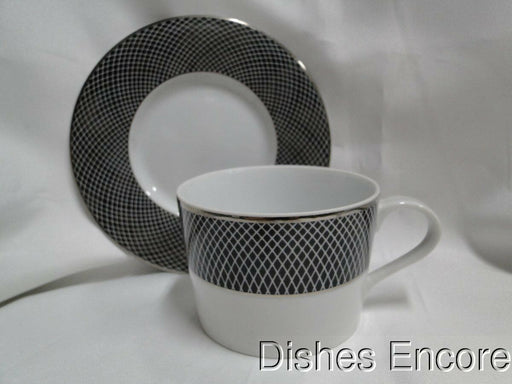 Block Midnight, Portugal, Black/White w/ Platinum: Cup & Saucer Set (s)