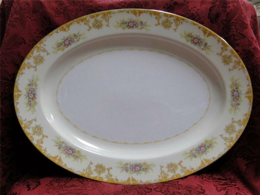 Noritake Multicolored Floral, Gold Scroll Trim, MM39: Oval Platter, 16 3/8"