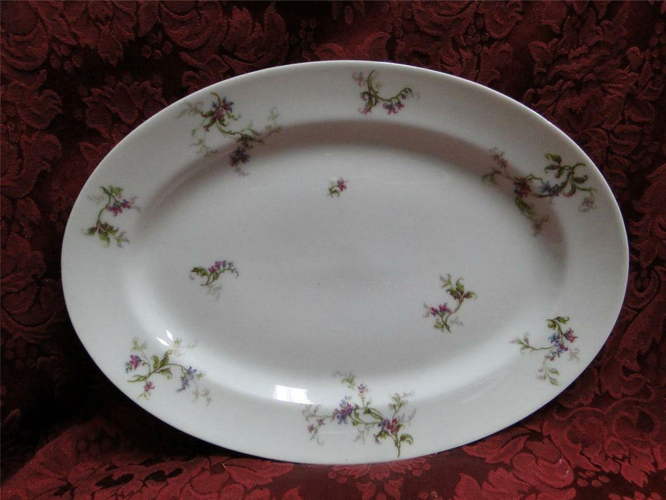 Haviland (Limoges) Fuchsia Pink & Blue Floral: Oval Serving Platter, 11 5/8"