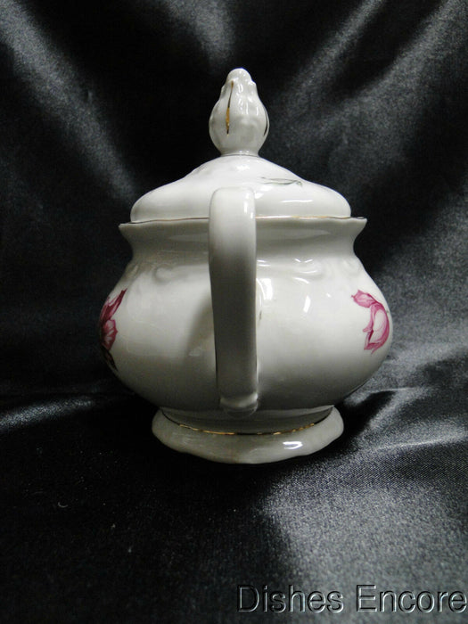 Winterling 84: Embossed Scrolls, Pink Flowers: Sugar Bowl & Lid, 5 1/4" Tall