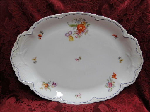 Krautheim/Franconia FR115, Floral w/ Blue Trim: Oval Serving Platter (s), 14"