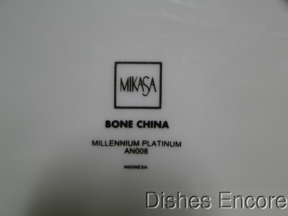 Mikasa Millennium Platinum, Platinum & Gray Band on White:  Salad Plate, 7 3/4"