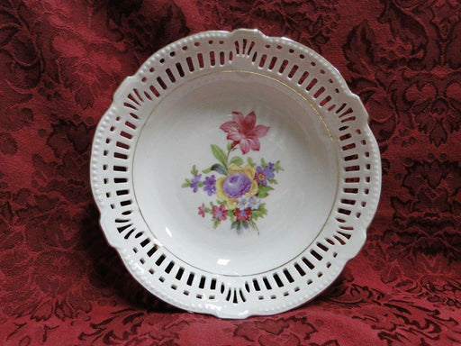 Schwarzenhammer Pierced, Multicolored Floral, Gold Trim: Soup Bowl, 7", As Is
