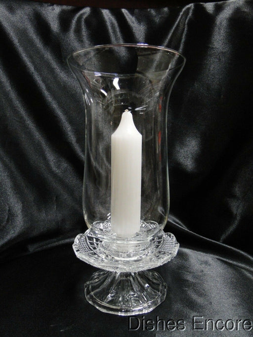 Clear w/ Cross Hatch Cuts: Hurricane Lamp & Globe, 9 5/8" Tall, MG#145