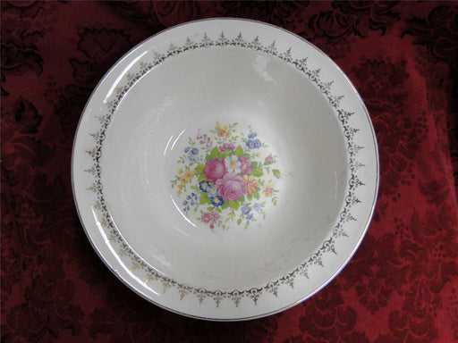 Taylor Smith Taylor: Floral Bouquet, Gold Filigree: Round Serving Bowl, 9"