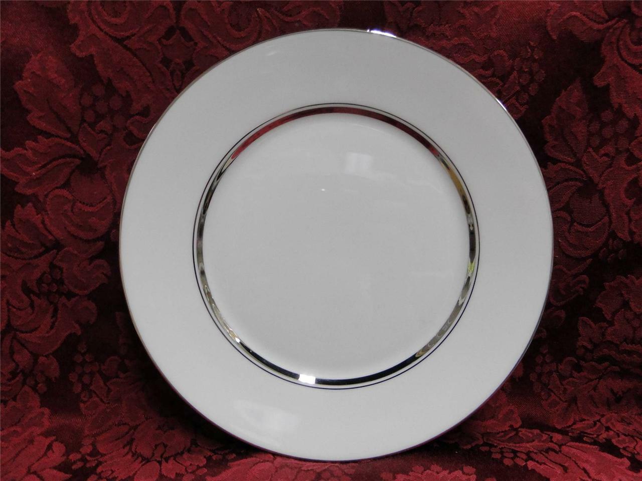 Oxford (Lenox) Lexington, Platinum Rings on White: Salad Plate (s), 8"