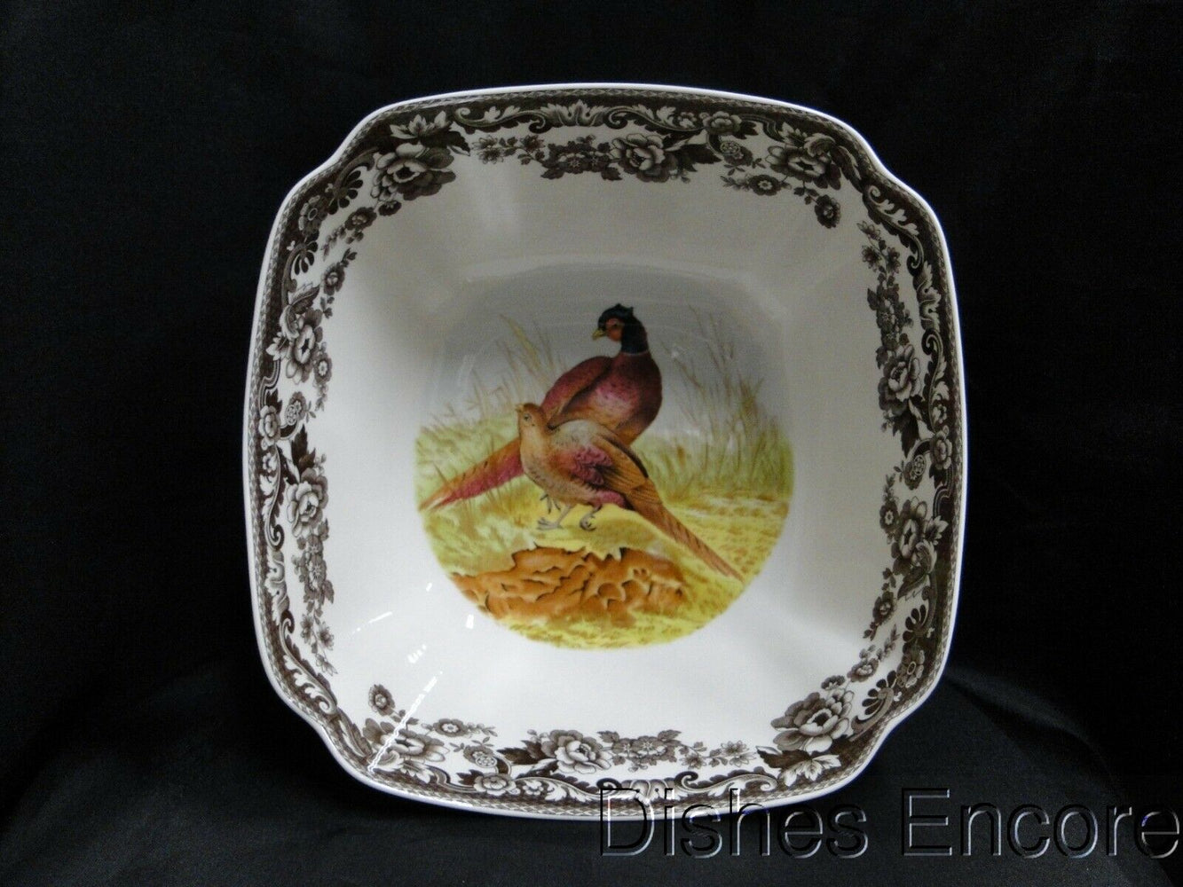 Spode Woodland Pheasant Game Bird: NEW Square Serving Bowl, 9 3/4", Box