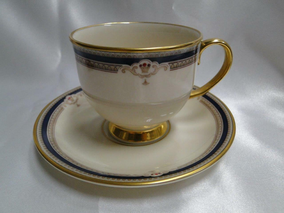 Lenox Buchanan, Cobalt & Tan, Gold Trim: Cup & Saucer Set (s), 2 3/4"