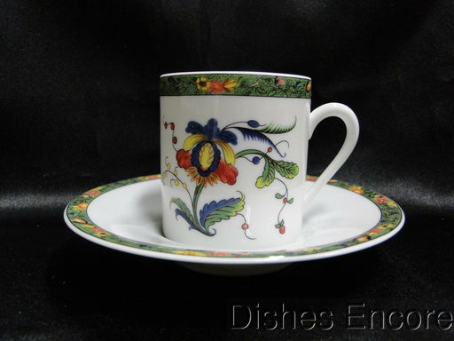 Raynaud Ceralene Louviers, Flowers, Green Band: Demitasse Cup & Saucer, 2 3/8"
