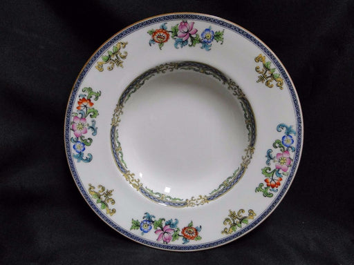 Minton B898, Blue Bands, Florals, Smooth: Rim Soup Bowl, 9"