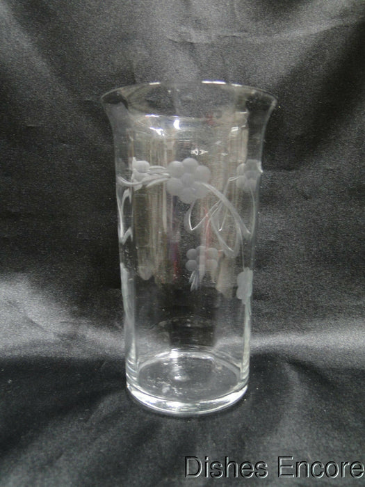Clear w/ Gray Cut Flowers & Leaves, Optic: Flat Tumbler (s), 5 1/4" -- CR#089