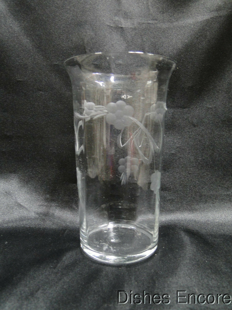 Clear w/ Gray Cut Flowers & Leaves, Optic: Flat Tumbler (s), 5 1/4" -- CR#089