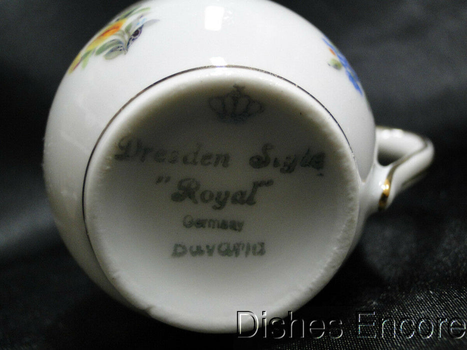 Dresden Style Royal, Floral & Gold Scrolls: 2 1/8" Demitasse Cup (s) Only