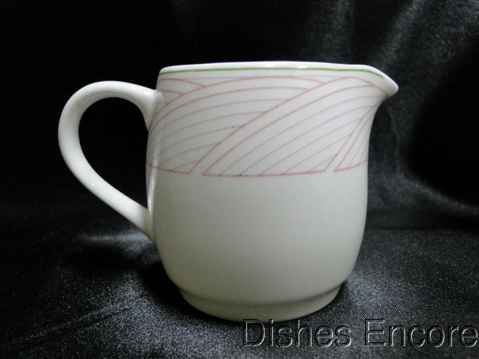 Nikko White w/ Pink Lines & Green Trim: Creamer / Cream Pitcher, 2 3/4" Tall