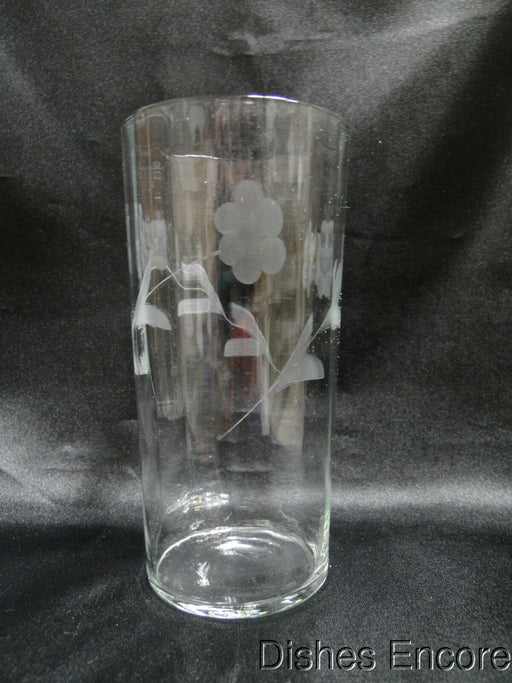 Clear w/ Gray Cut Flowers & Leaves, Optic: Flat Tumbler (s), 5 3/8" -- CR#089