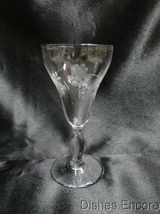 Clear w/ Etched Flowers & Leaves: Liquor Cocktail (s), 5" Tall -- CR#016