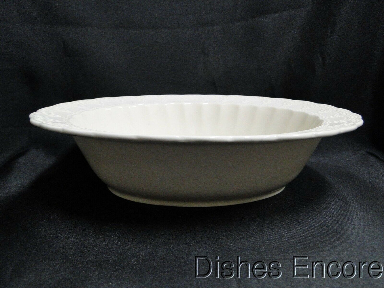 Spode Jewel, Cream w/ Embossed Circles & Dots: Oval Serving Bowl 10 1/8", As Is
