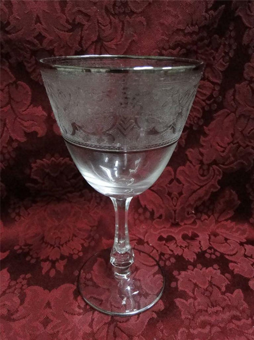Glastonbury Lotus Brocade, Platinum Trim: Water or Wine Goblet, 6 3/4" Tall