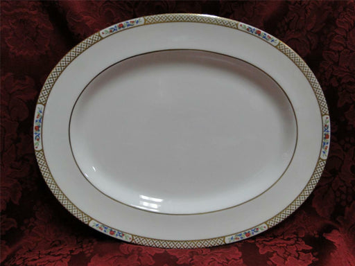 Spode Golden Trellis Y8405, Flowers, Gold Lattice: Platter 13" x 10 1/4"