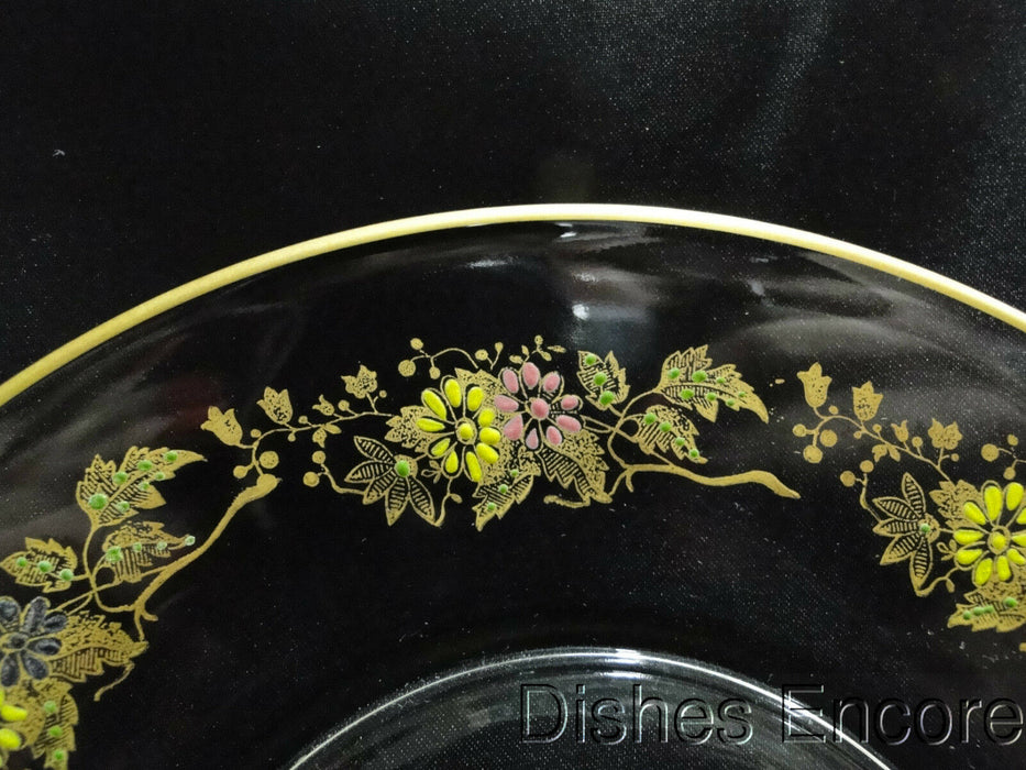 Clear w/ Gold & Multicolored Florals: Luncheon Plate (s), 8" -- CR#092