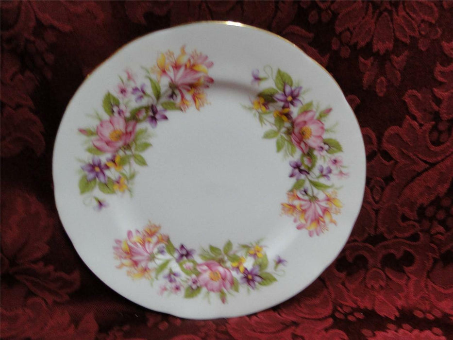 Colclough Wayside, Flowers on White: Bread Plate (s), 6 1/4"