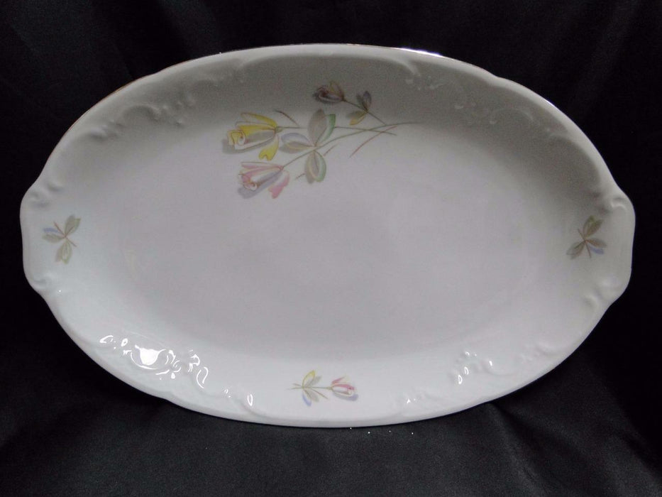 Eschenbach White w/ Pink & Yellow Flowers ESC302: Oval Platter, 15 1/2", As Is