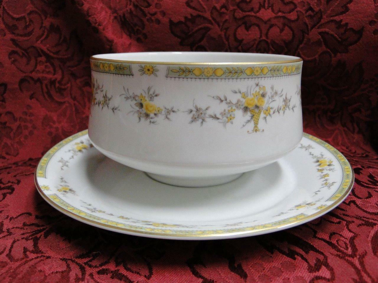 Mikasa Romi, Yellow Floral, Gold Trim: Gravy w/ Attached Underplate