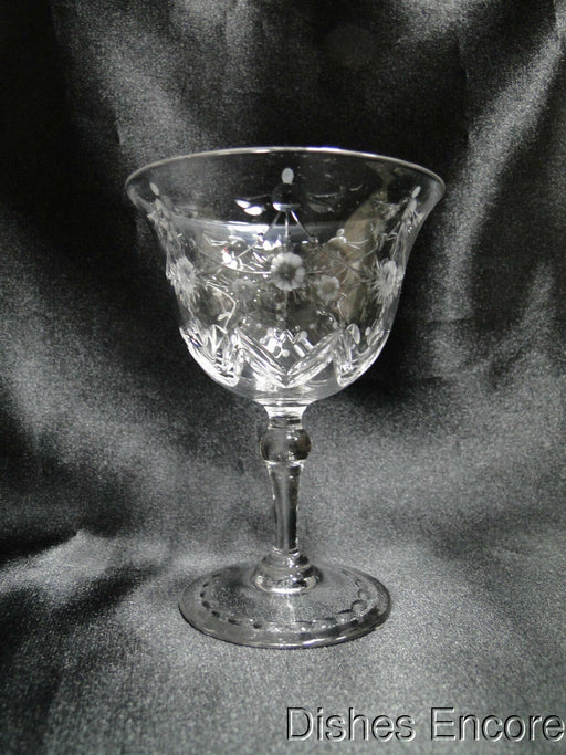 Stuart STU82, Cut Flowers, Circles, & Zig Zag Lines: Wine Glass, 4 1/2", As Is