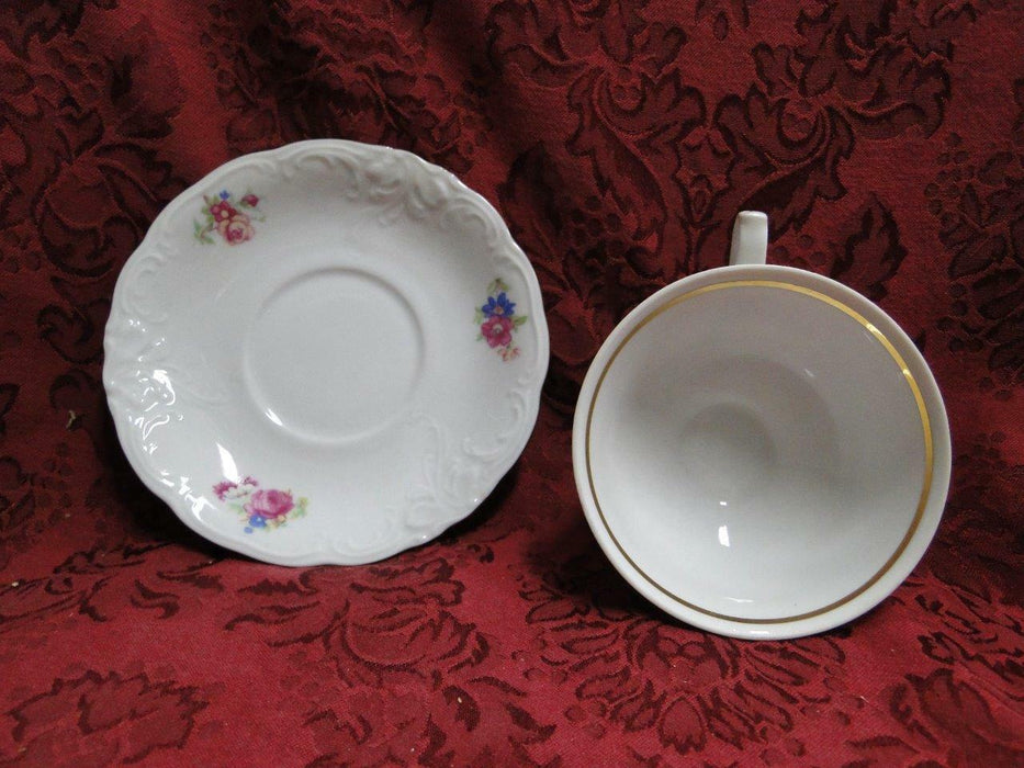 Wawel WAV11, Floral Sprays, Embossed Scrolls: Cup & Saucer Set (s), 2 5/8"