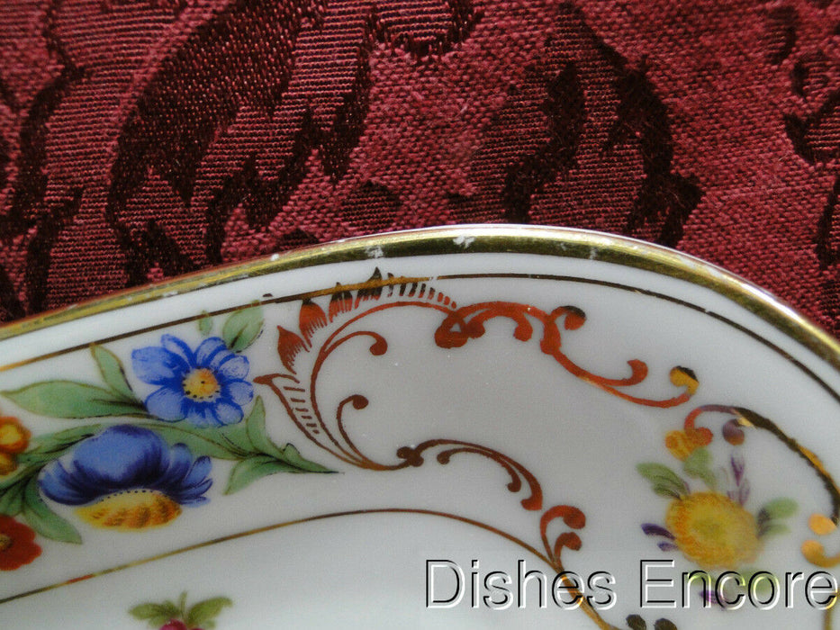 Dresden Style Royal, Floral & Gold Scrolls: Diamond Shaped Relish, 9 1/4"