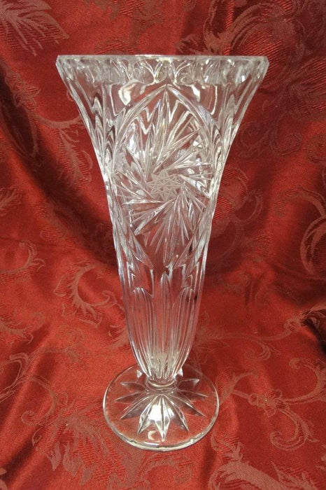 Clear, Tall, Glass, Spinning Stars: Vase, 4 7/8" x 11" Tall --  MG#222