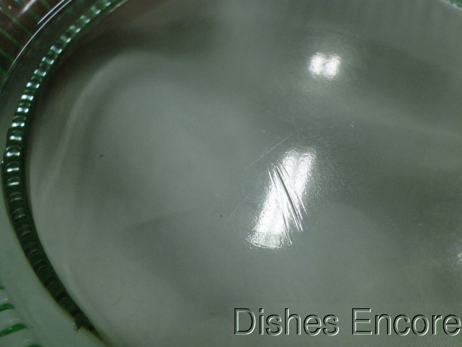 Vaseline Glass, Green, Ridged Border: Luncheon Plate (s), 8", CR#109