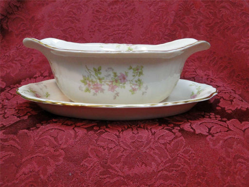 Syracuse Stansbury, Pink Flowers: Gravy Boat w/ Attached Underplate