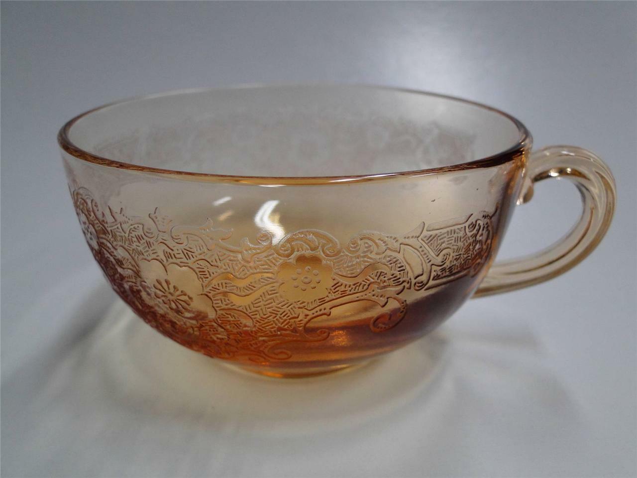 Fostoria Vesper Amber, Etch #275, Stem #5093, Floral: 2" Cup only, No Saucer