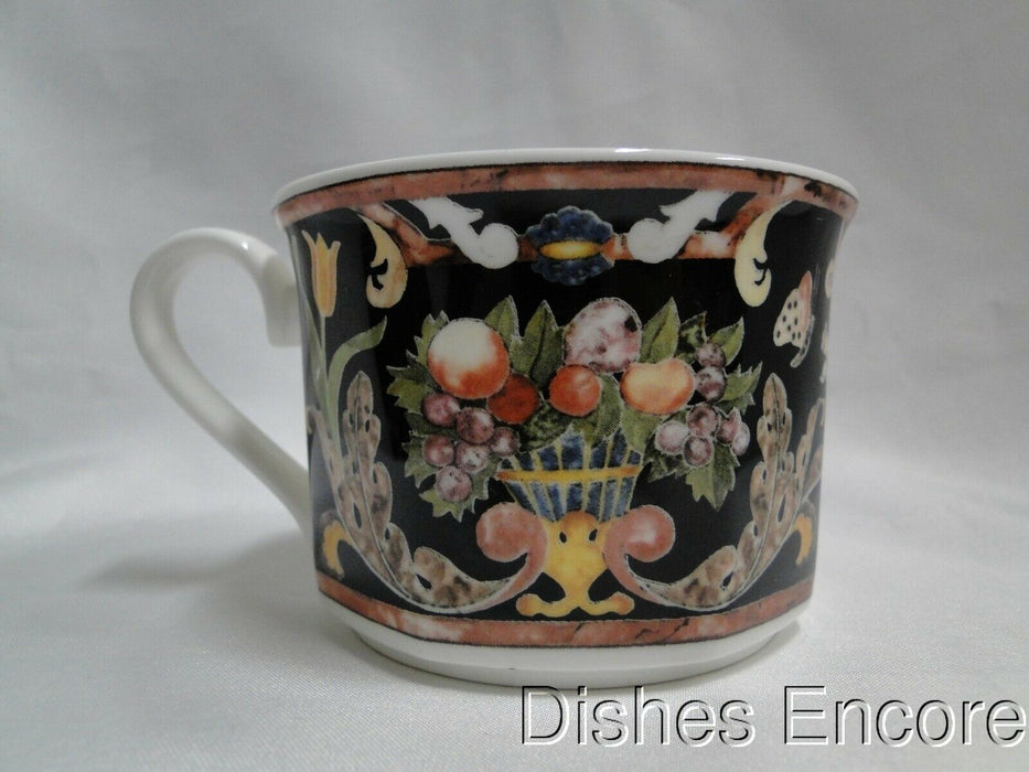 Villeroy & Boch Intarsia, Black, Fruit, Flowers, Birds: Cup & Saucer Set, 2 3/8"