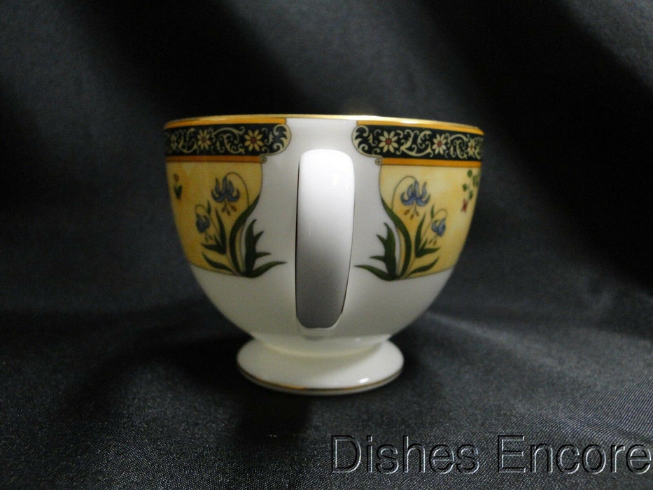 Wedgwood India, Florals on Tan & Black Bands: Cup & Saucer Set (s), 2 5/8" Tall