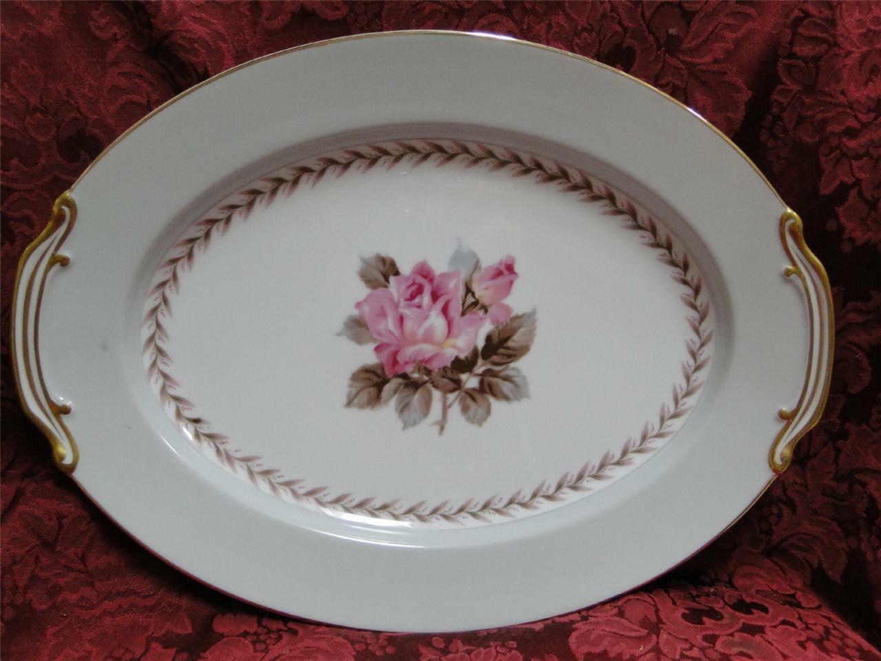 Noritake Rosemont, 5048, Gray Rim, Pink Rose Center: Serving Platter, 13 3/4"